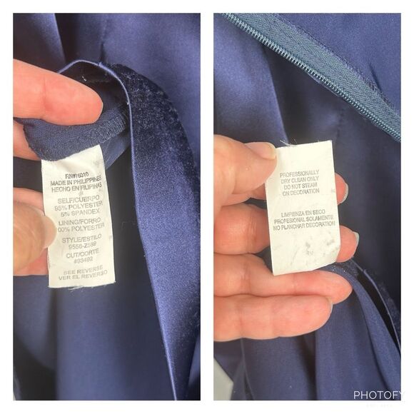 City Triangles Satin Navy Cocktail Dress One Shoulder Appliques Cutouts Sz 3 - Picture 5 of 15